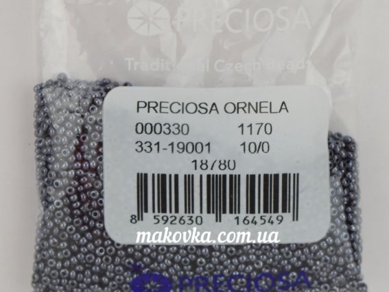Preciosa Чеський бісер №10 / 0, круглий, колір 18780 блискучий темно-коричневий, 50г