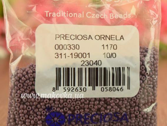 Preciosa Чеський бісер №10/0 круглий, колір 23040 світло-бузковий