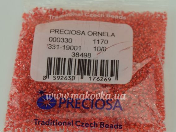 Бісер Preciosa чеський розмір №10/0, круглий, колір 38428 червоний 