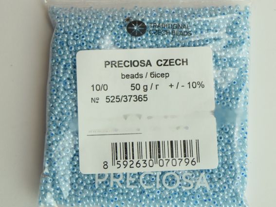 Preciosa Чешский бисер №10/0, круглый, цвет 37365 голубой