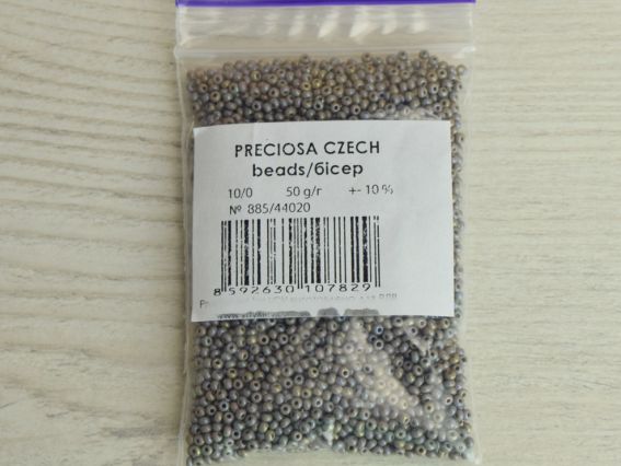 Preciosa Чешский бисер №10/0, круглый, 50 г, цвет 44020 св. серый,  50 г