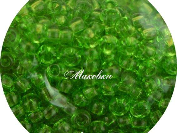 Чешский бисер Preciosa №10/0, круглый, цвет 50430 прозрачный салатовый, 50 г