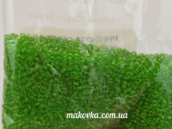 Preciosa Чешский бисер №10/0, круглый, цвет 50430 прозрачный салатовый, 50 г