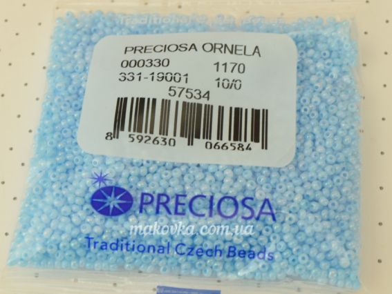 Preciosa Чеський бісер блакитний райдужний 57534 №10/0, круглий, 5 г