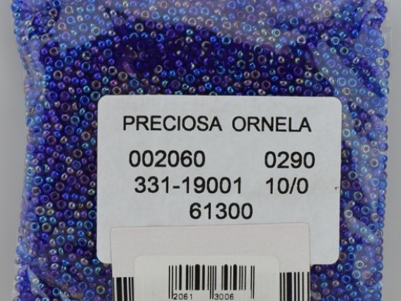 Preciosa чешский бисер №10/0, круглый, цвет 61300 прозрачный радужный синий