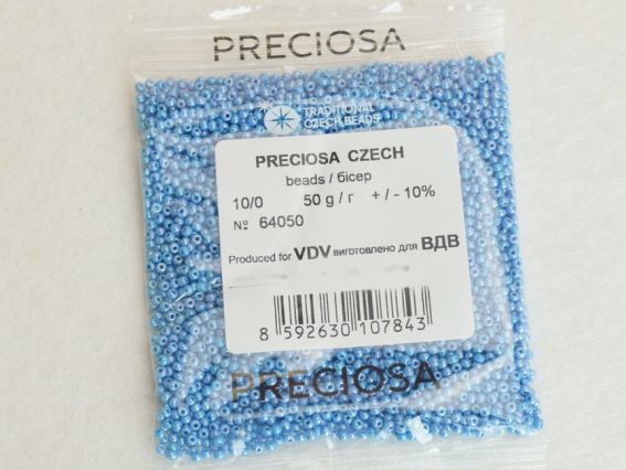 Preciosa Чеський бісер №10/0, круглий, колір 64050 райдужний синій