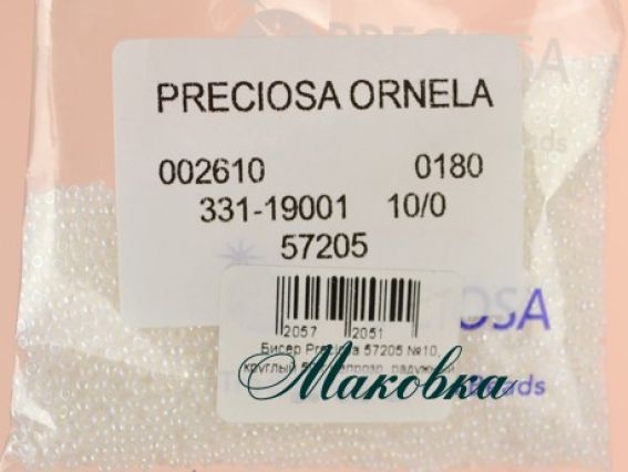 Preciosa Чешский бисер №10/0, круглый, цвет 57205 радужный белый