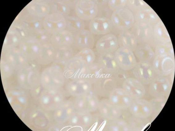 Чешский бисер Preciosa №10/0, круглый, цвет 57205 радужный белый 50г