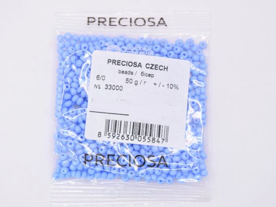 Чешский бисер Preciosa №6/0, круглый, 311-19 цвет 33040 натуральный непрозрачный голубой 50 г