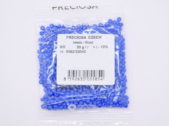 Чешский бисер Preciosa №6/0, круглый, 311-19 цвет 33040 натуральный непрозрачный синий  50 г