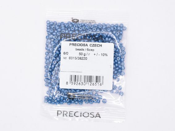 Чешский бисер Preciosa №6/0, круглый, 311-19 цвет 38220 непрозрачный глазурованный синий джинс50 г