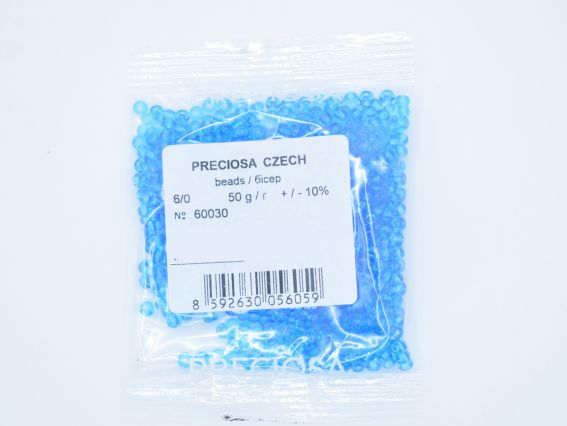 Чеський бісер Preciosa №6/0, круглий, 311-19 колір 60030 прозорий світлий синій 50 г