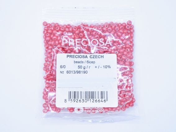 Чеський бісер Preciosa №6/0, круглий, 311-19 колір 98190 непрозорий перлинний червоний 50 г