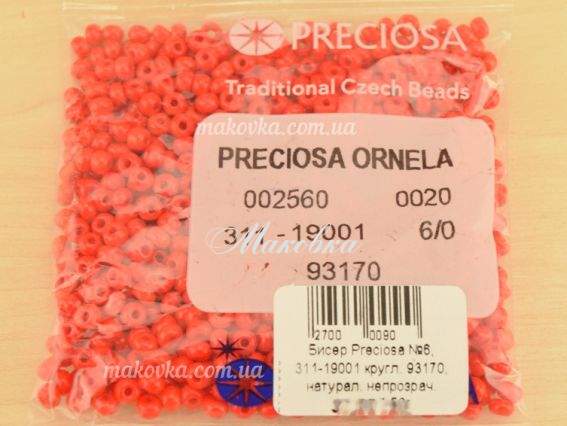 Бісер Preciosa №6, круглий 311-19 колір 93170 червоний 50 г