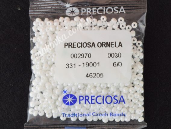 Чешский бисер Preciosa №6/0, круглый, 311-19 цвет 93170  непрозрачный белый 50 г