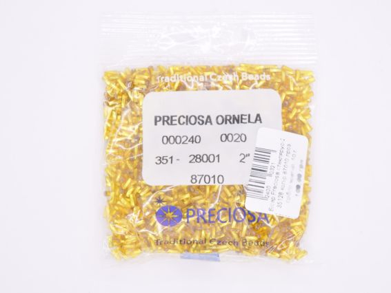 Чеський бісер Preciosa стеклярус-2, колір 87010, прозорий срібло жовтий лимонний, 50 г