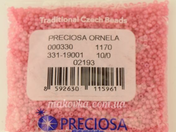 Preciosa  Чешский бисер №10/0, круглый, 50 г цвет 02193 алебастр зольгель розовый 50 г