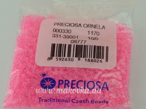 Preciosa Чешский бисер №10/0, 331-39 круглый, цвет 08777 матовый розовый неон 50 г 