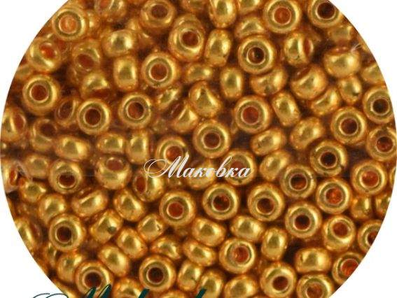Чеський бісер Preciosa №10/0, круглий, колір 18581 металік глянець золотий 50 г