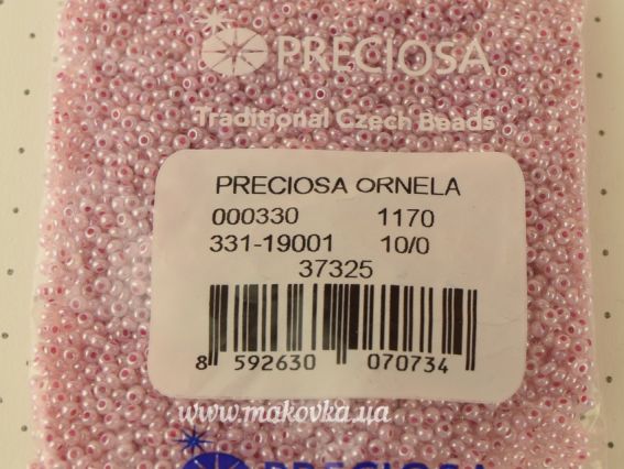 Preciosa  Чешский бисер №10/0, круглый, цвет 37325 светло-розовый 50 г