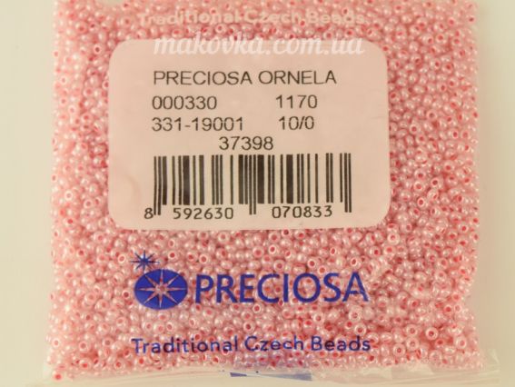 Preciosa  Чешский бисер №10/0, круглый, цвет 37398 розовый