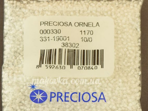 Preciosa Чеський бісер №10 / 0, круглий, колір 38302 білий 50 г