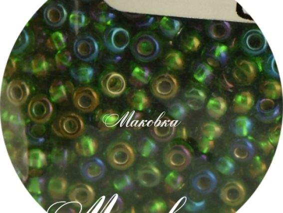 Чешский бисер Preciosa №10/0, круглый, цвет 57129 темно-зеленый радужный 50 г
