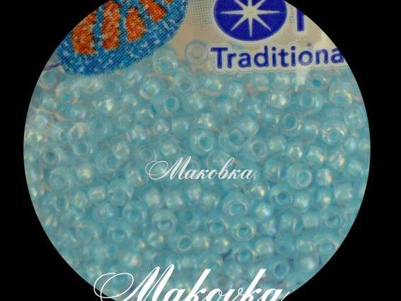 Бисер 5 гр Preciosa 58562 прозрачный с цветным прокрасом блест-й радужный, голубой