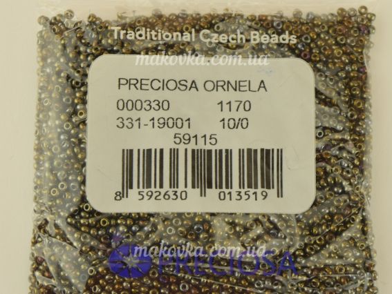 Preciosa Чеський бісер №10/0, круглий, колір 59115, ірисова кава 50г