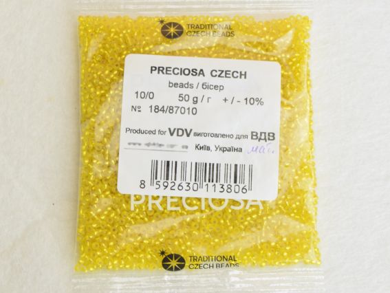 Чешский бисер Preciosa №6/0, круглый, 87010 , №10, 331-39 жовтий 50 г