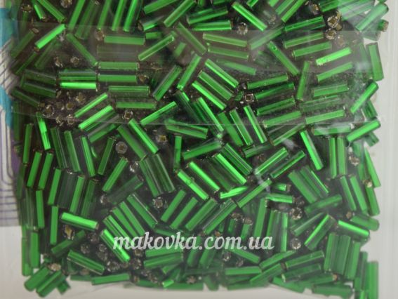 Чешский бисер Preciosa стеклярус-3, 35122 цвет 57060, прозрачный серебро зеленый 50 г