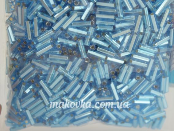 Чешский бисер Preciosa стеклярус-3, 35122 цвет 67010, прозрачный серебро голубой 50 г