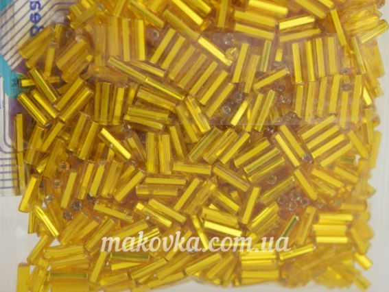 Чеський бісер Preciosa стеклярус-3, 35122 колір 87060, прозорий срібло жовтий 50 г