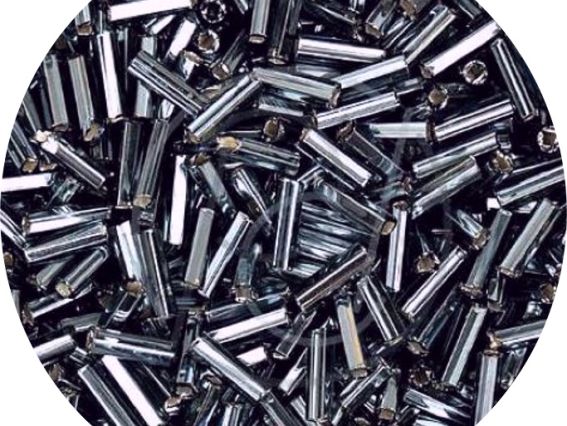 Чеський бісер Preciosa стеклярус-5, колір 47010, прозорий срібло сірий, 50 г