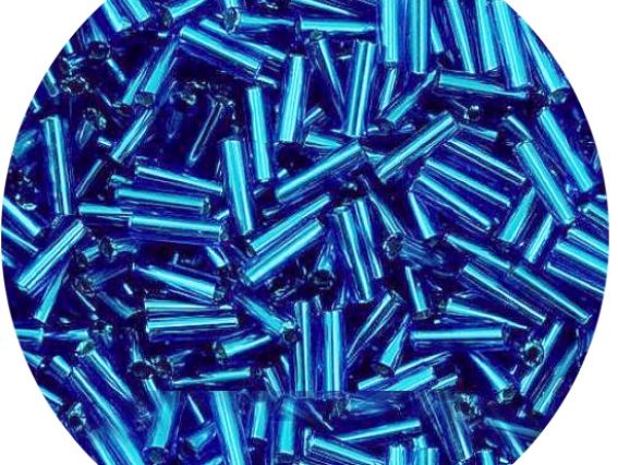 Чеський бісер Preciosa стеклярус-5, колір 67100, прозорий срібло темний синій , 50 г