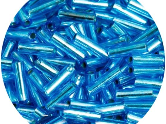 Чеський бісер Preciosa стеклярус-5, колір 67150, прозорий срібло бірюзовий, 50 г