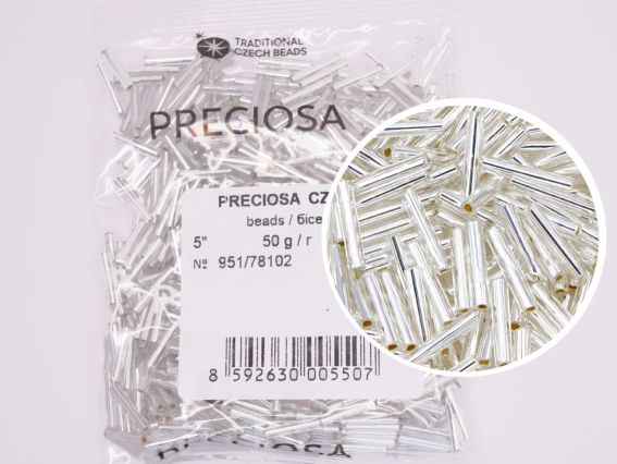 Бісер Preciosa стеклярус-5, колір 78102, прозорий срібло , 50 г Бісер Preciosa стеклярус-5, колір 78102, прозорий срібло , 50 г