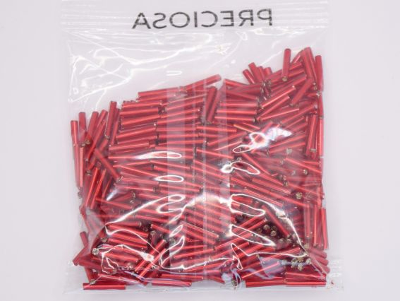 Чеський бісер Preciosa стеклярус-5, колір 97090, прозорий срібло червоний темний , 50 г