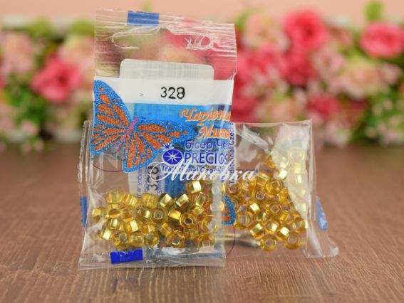 Бісер 5 гр Preciosa 328 разм. 3/0 прозрачный серебро желтый