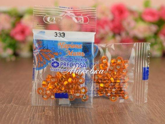 Бісер 5 гр Preciosa 333 разм. 3/0  прозрачный серебро желтый