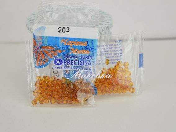 Бісер 5 гр Preciosa 203 разм. 6/0 прозрачный желтый