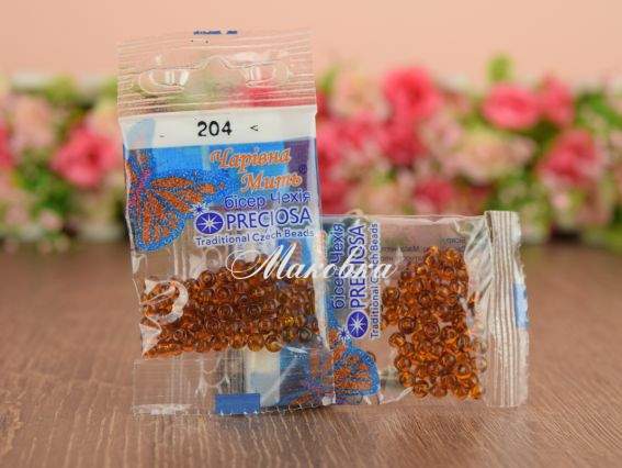 Бісер 5 гр Preciosa 204 разм. 6/0 прозрачный,  светло-коричневый