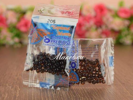 Бісер 5 гр Preciosa 205 разм. 6/0 прозрачный темно-коричневый