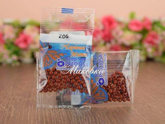 Бісер 5 гр Preciosa 206 разм. 6/0 непрозрачный коричневый