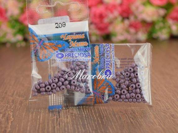 Бісер 5 гр Preciosa 208 разм. 6/0 непрозрачный сирень