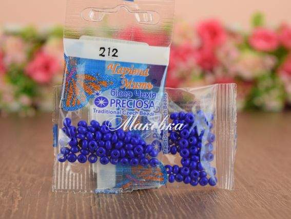 Бісер 5 гр Preciosa 212 розм. 6/0 непрозорий синій