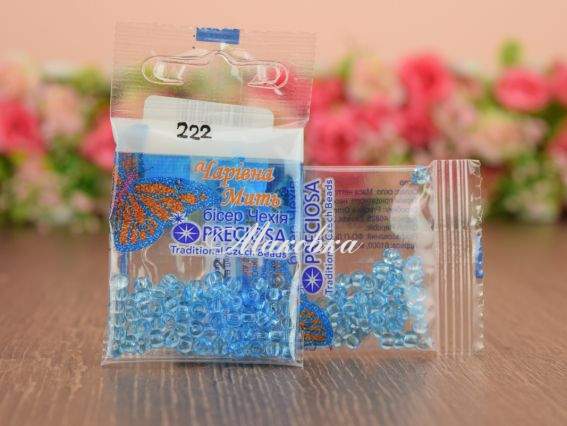 Бісер 5 гр Preciosa 222 разм. 6/0 прозрачный голубой