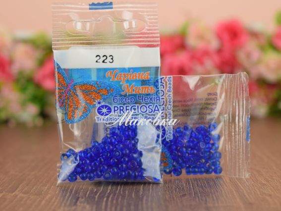 Бісер 5 гр Preciosa 223 разм. 6/0 прозрачный, синий