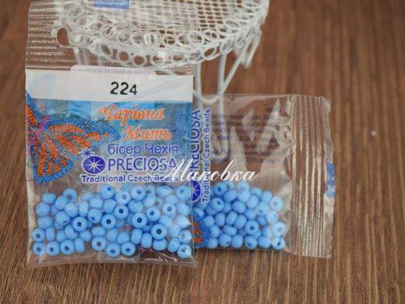 Бісер 5 гр Preciosa 224 разм. 6/0 непрозрачный голубой