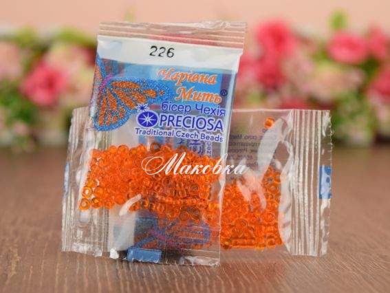 Бісер 5 гр Preciosa 226 разм. 6/0 прозрачный оранжевый